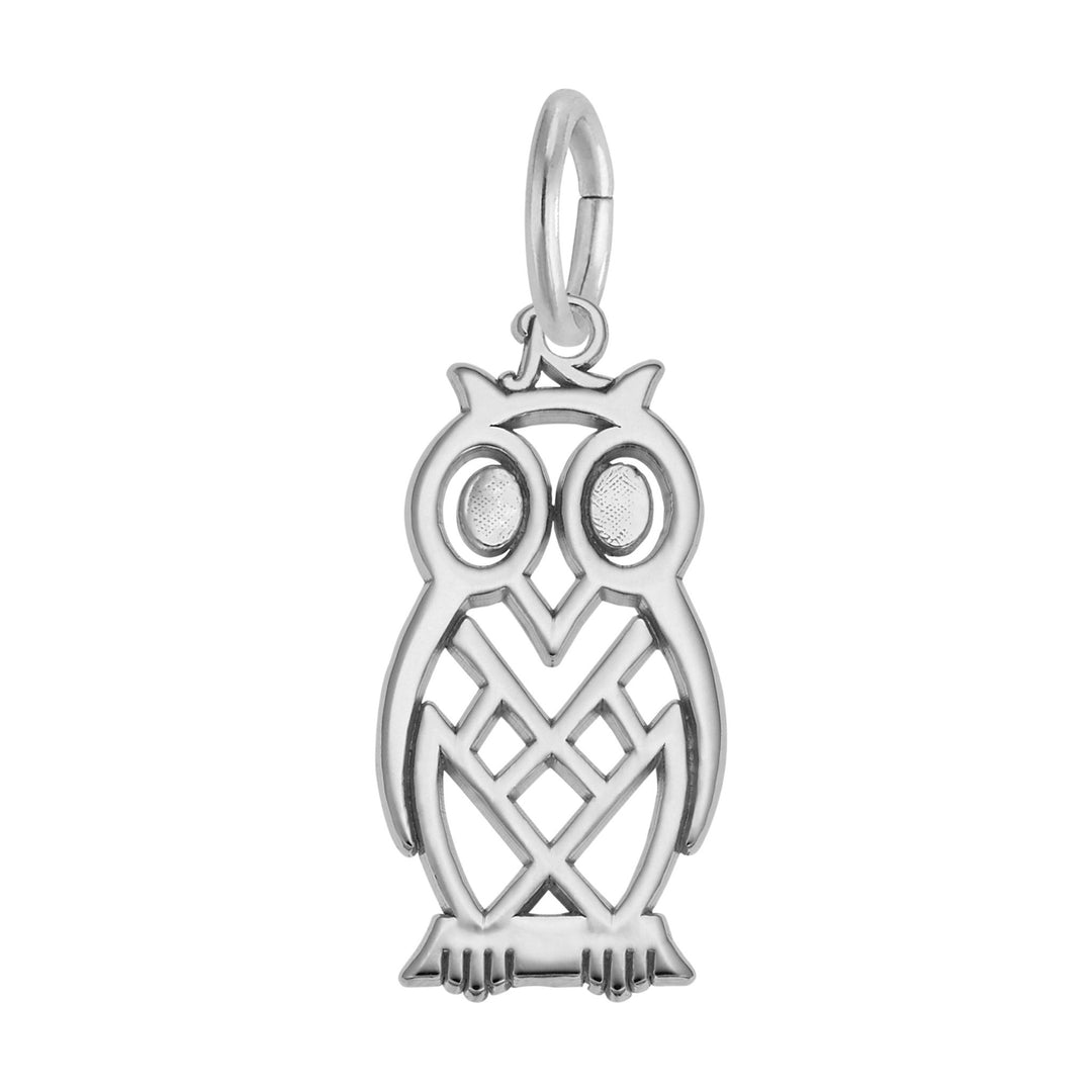Sterling Silver Geometric Owl Charm Pendant