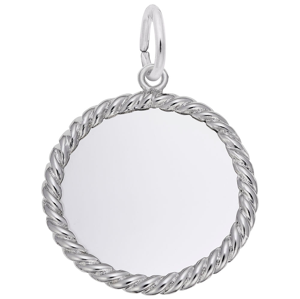 Sterling Silver Rope - Edge Round Disc Pendant - Initial Necklace or Pendant - Design Jewellers Edmonton