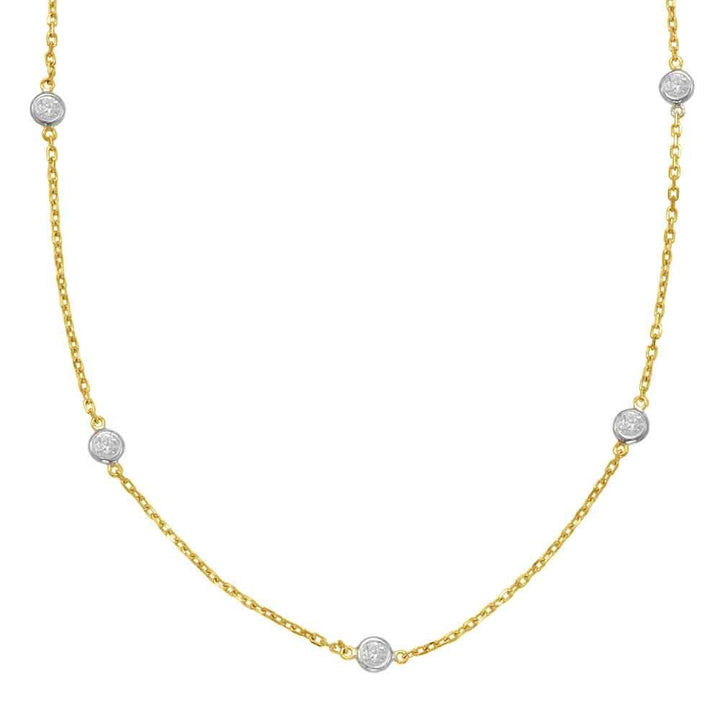STUNNING GOLD AND DIAMOND SECTIONED BEZEL DESIGN NECKLACE - Design Jewellers Edmonton