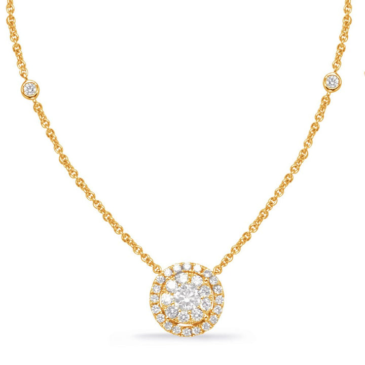 STUNNING GOLD DIAMOND HALO NECKLACE - Design Jewellers Edmonton