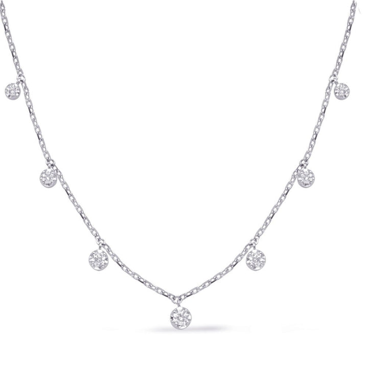 STUNNING GOLD WITH 7 DANGLING DIAMONDS NECKLACE - Design Jewellers Edmonton