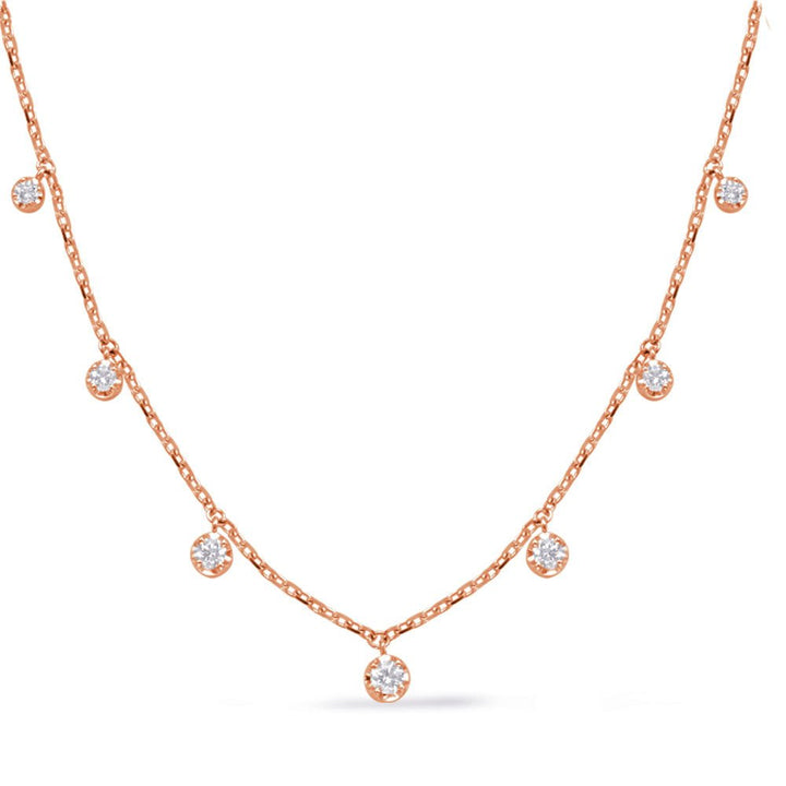 STUNNING GOLD WITH 7 DANGLING DIAMONDS NECKLACE - Design Jewellers Edmonton