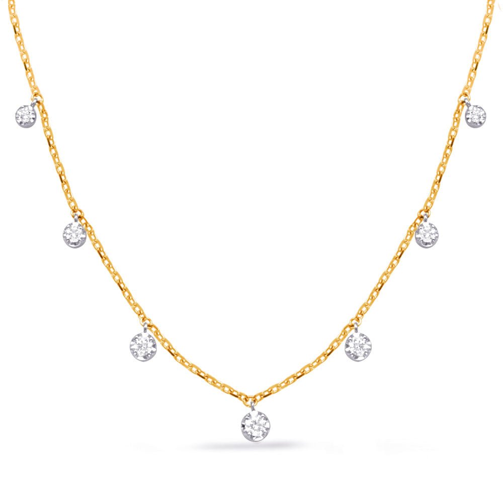 STUNNING GOLD WITH 7 DANGLING DIAMONDS NECKLACE - Design Jewellers Edmonton