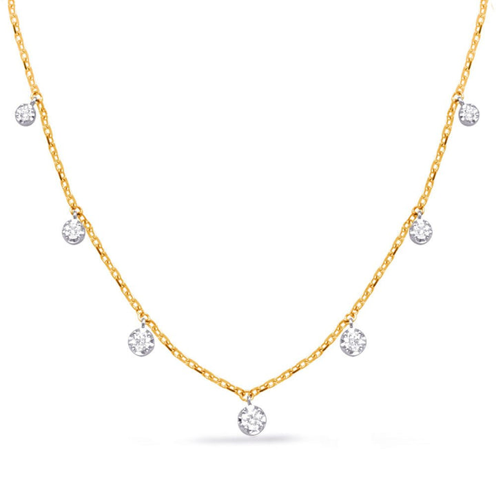 STUNNING GOLD WITH 7 DANGLING DIAMONDS NECKLACE - Design Jewellers Edmonton