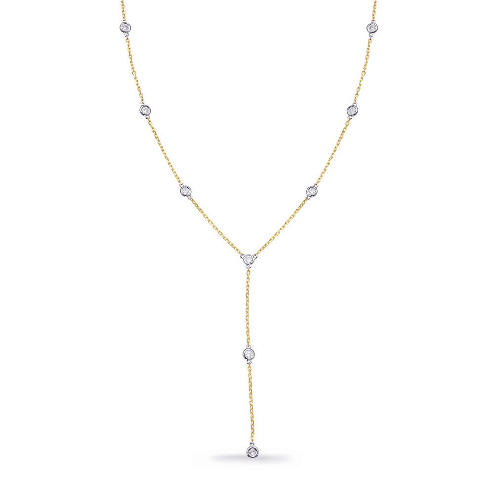 STUNNING GOLD WITH DIAMOND DANGLING NECKLACE