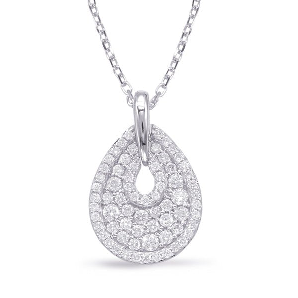 TEARDROP SHAPE GOLD AND DIAMOND PENDANT