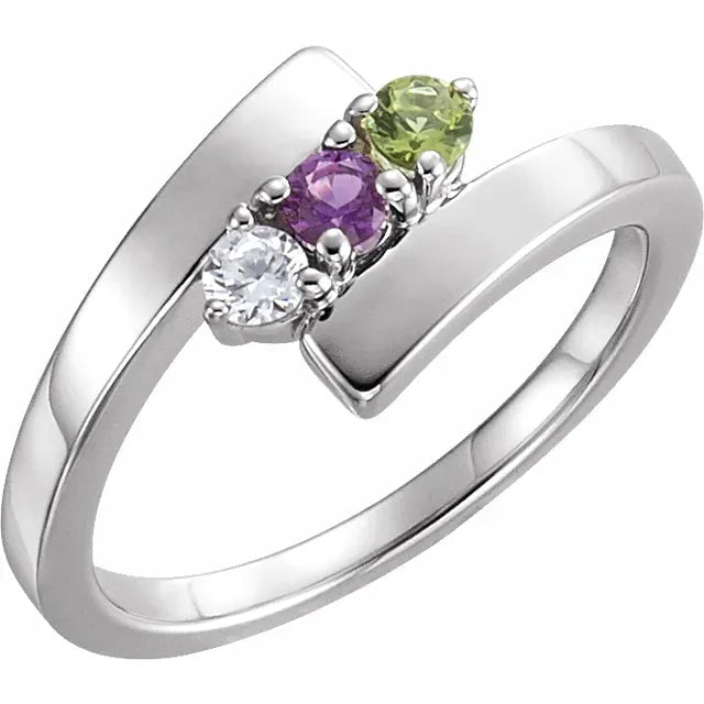 Three-Stone Bypass Engravable Ring