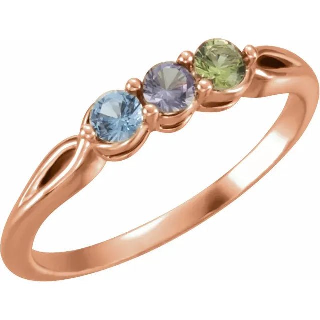 Three Stone Round Gemstone Family Ring - Gemstone Ring - Design Jewellers Edmonton
