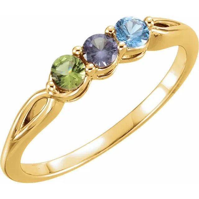 Three Stone Round Gemstone Family Ring - Gemstone Ring - Design Jewellers Edmonton