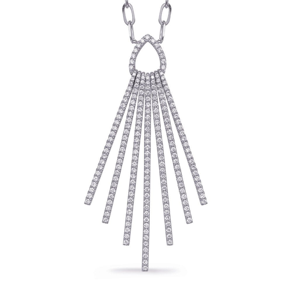 UNIQUE GOLD NECKLACE WITH 7 MULTI ROWS OF DROP DESIGN DIAMONDS - Design Jewellers Edmonton