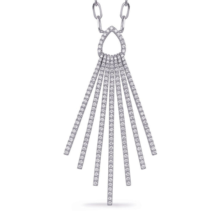 UNIQUE GOLD NECKLACE WITH 7 MULTI ROWS OF DROP DESIGN DIAMONDS - Design Jewellers Edmonton