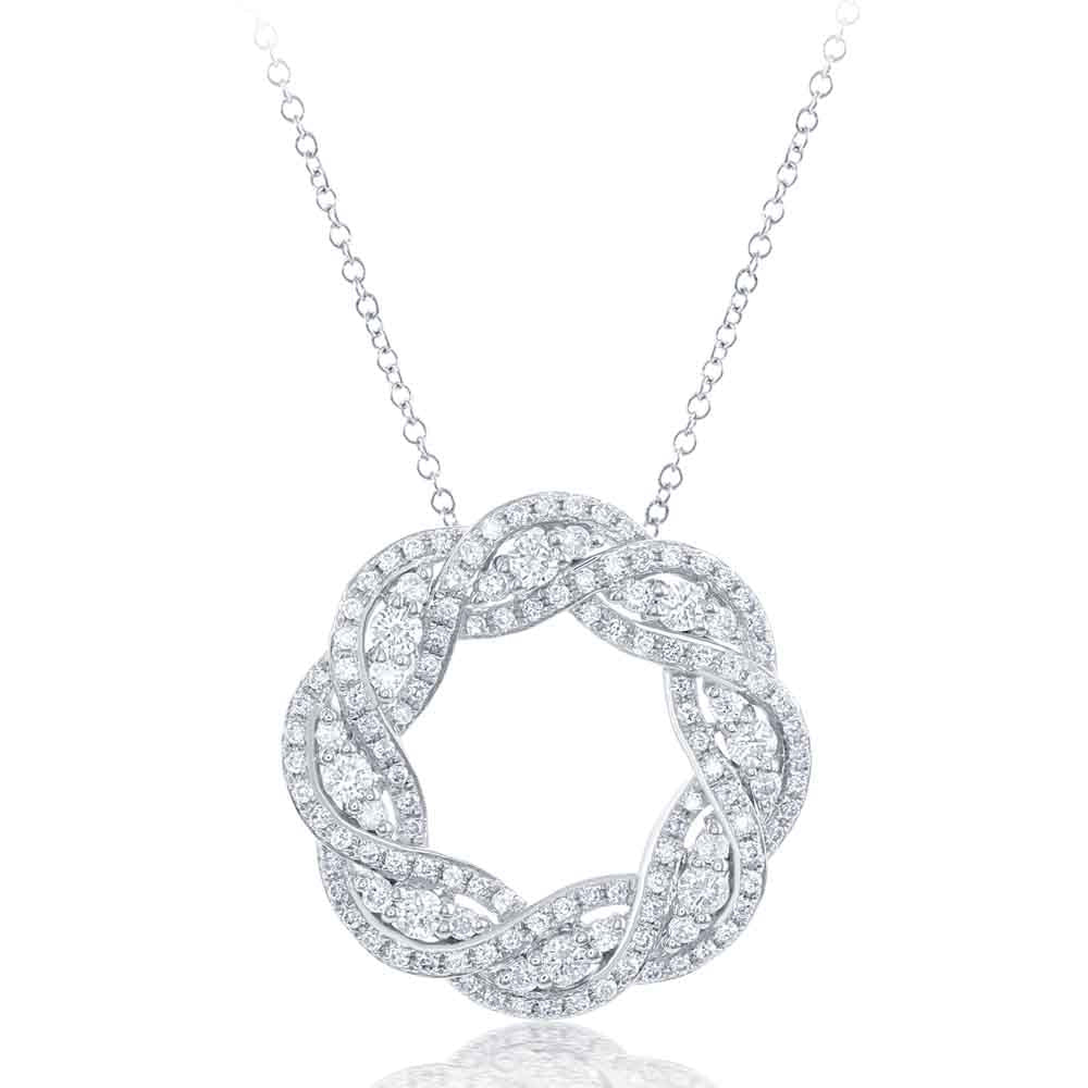 WHITE GOLD DIAMOND INTERLOCKING CIRCLE PENDANT