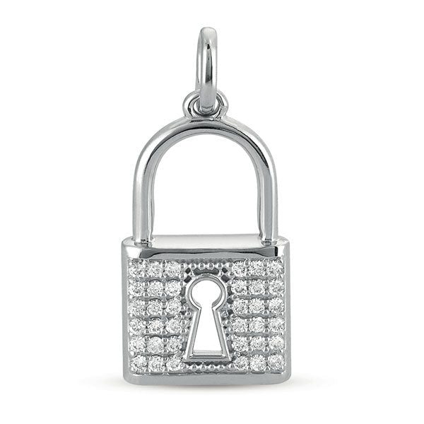 WHITE GOLD DIAMOND LOCK PENDANT