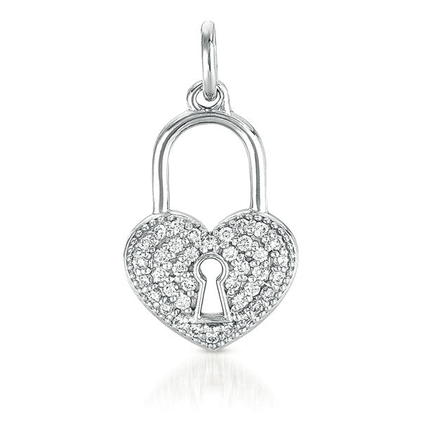 WHITE GOLD HEART LOCK DESIGN CHARM