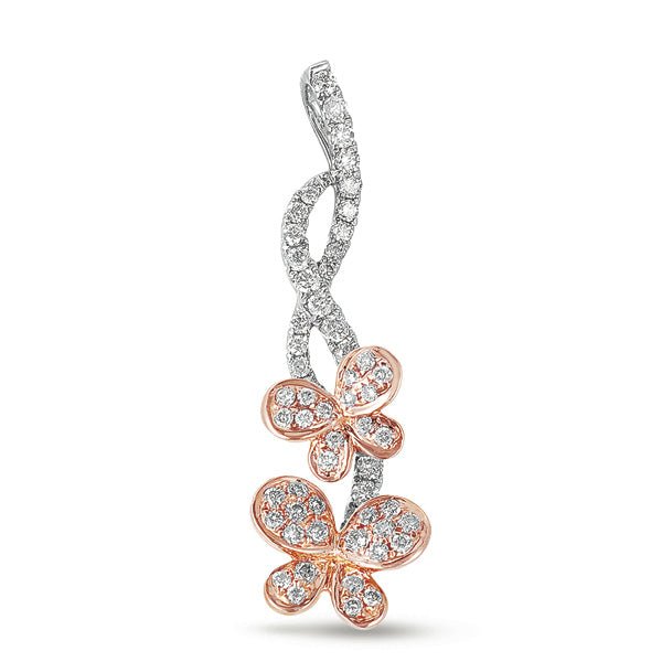 WHITE & ROSE GOLD BUTTERFLY DIAMOND PENDANT