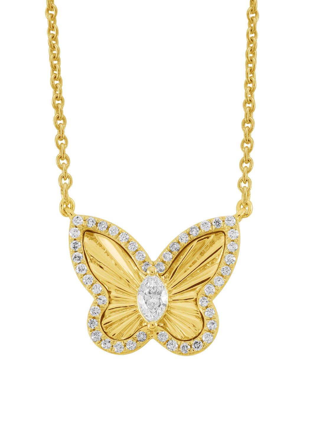 YELLOW GOLD DIAMOND BUTTERLY NECKLACE